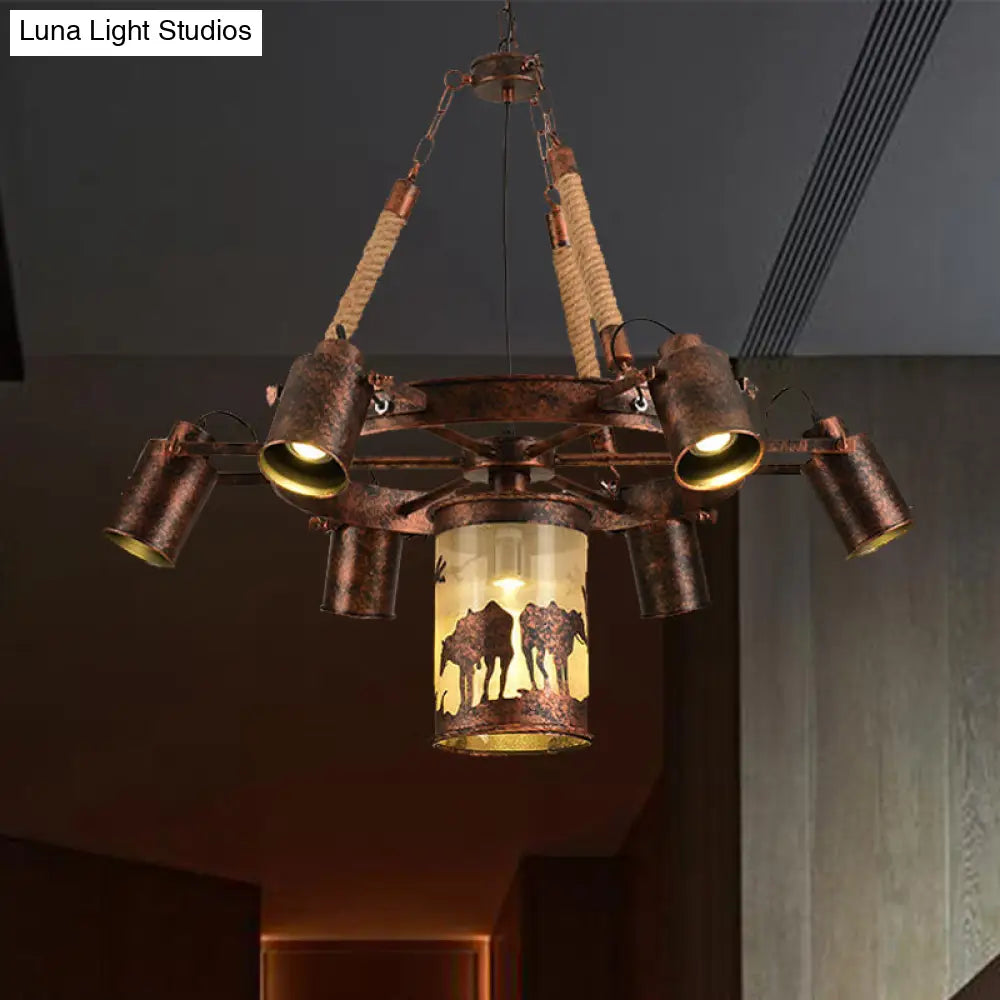 7-Light Antique Rust Metal Chandelier Pendant For Restaurants 7 /