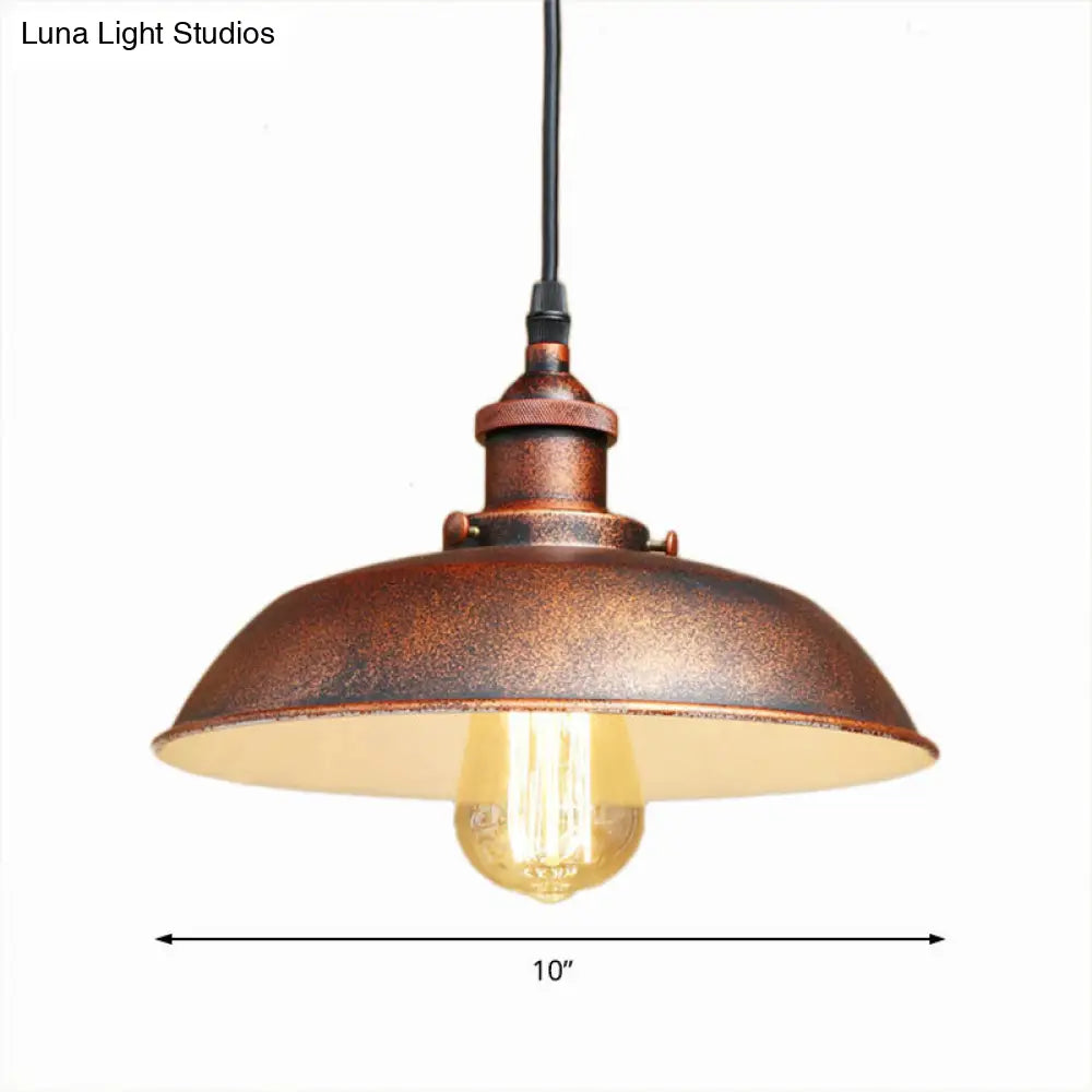 Antique Rustic Barn Hanging Ceiling Light - Adjustable Cord Pendant Lamp With Wrought Iron Finish