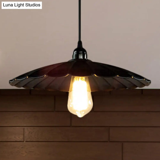 Scalloped Pendant Lamp - Antique Style 10/12 Dia 1 Head Metal Hanging Light Fixture For Kitchen