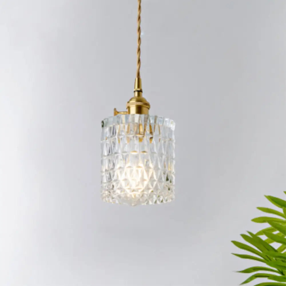 Antique Shaded Pendant Light 1-Light Clear Glass Hanging Fixture For Restaurant / R