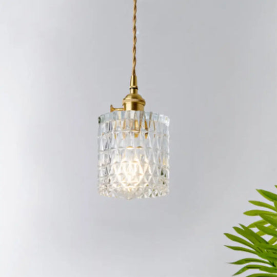 Antique Shaded Pendant Light 1-Light Clear Glass Hanging Fixture For Restaurant / R