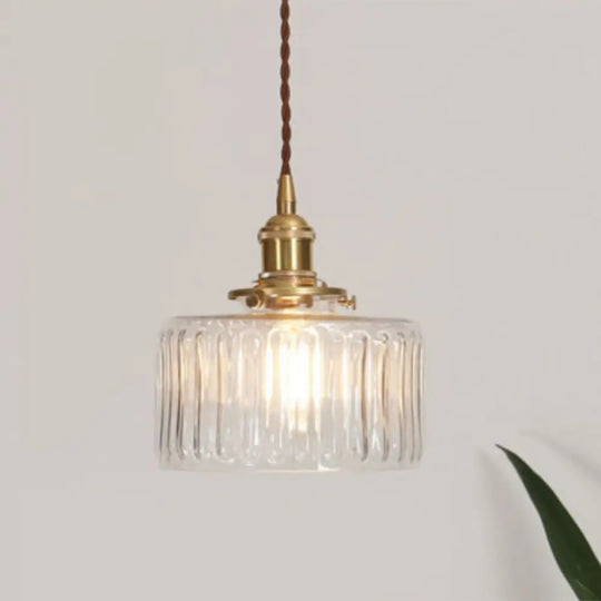 Antique Shaded Pendant Light 1-Light Clear Glass Hanging Fixture For Restaurant / S