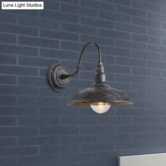 Antique Style Barn Wall Sconce With Gooseneck Arm In Bronze/Rust - Ideal For Bedroom Lighting