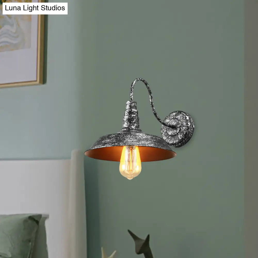 Antique Style Barn Wall Sconce With Gooseneck Arm In Bronze/Rust - Ideal For Bedroom Lighting