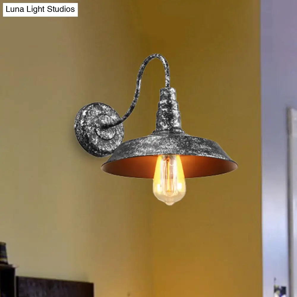 Antique Style Barn Wall Sconce With Gooseneck Arm In Bronze/Rust - Ideal For Bedroom Lighting