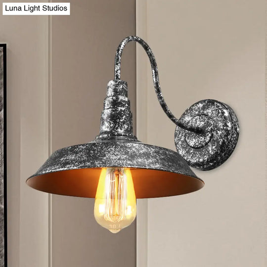 Antique Style Barn Wall Sconce With Gooseneck Arm In Bronze/Rust - Ideal For Bedroom Lighting