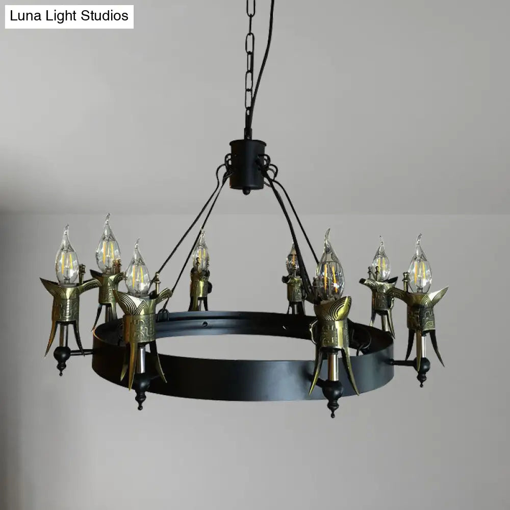 Antique Style Brass Multi-Light Hanging Lamp With Farmhouse Chandelier Lighting