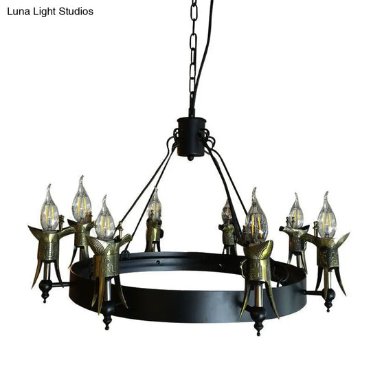 Antique Style Brass Multi-Light Hanging Lamp With Farmhouse Chandelier Lighting