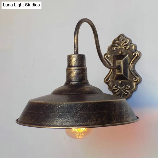 Antique Style Copper/Rust Wrought Iron Barn Wall Mount Sconce Light For Balcony