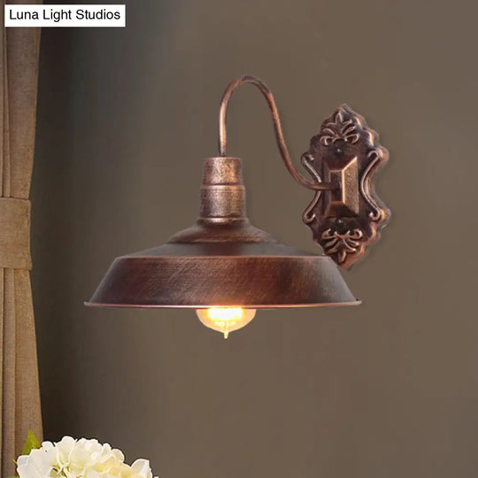 Antique Style Copper/Rust Wrought Iron Barn Wall Mount Sconce Light For Balcony