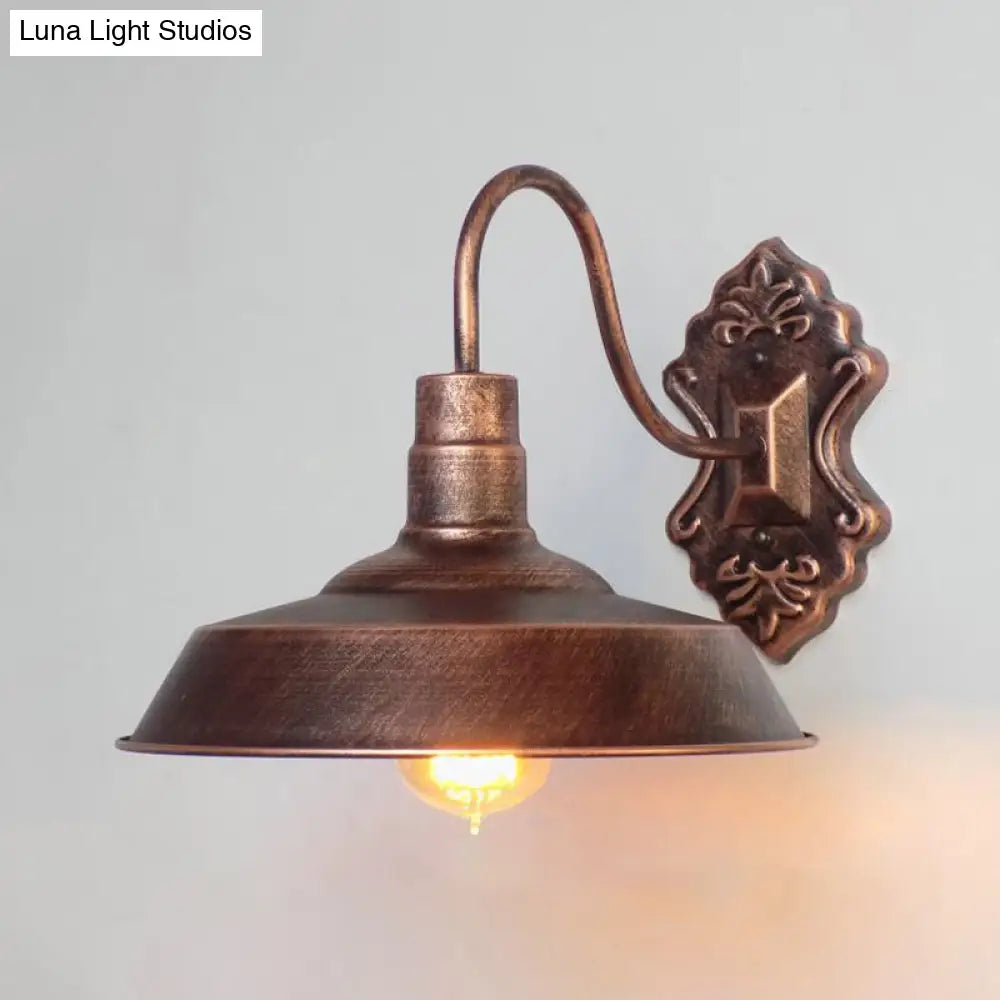 Antique Style Copper/Rust Wrought Iron Barn Wall Mount Sconce Light For Balcony