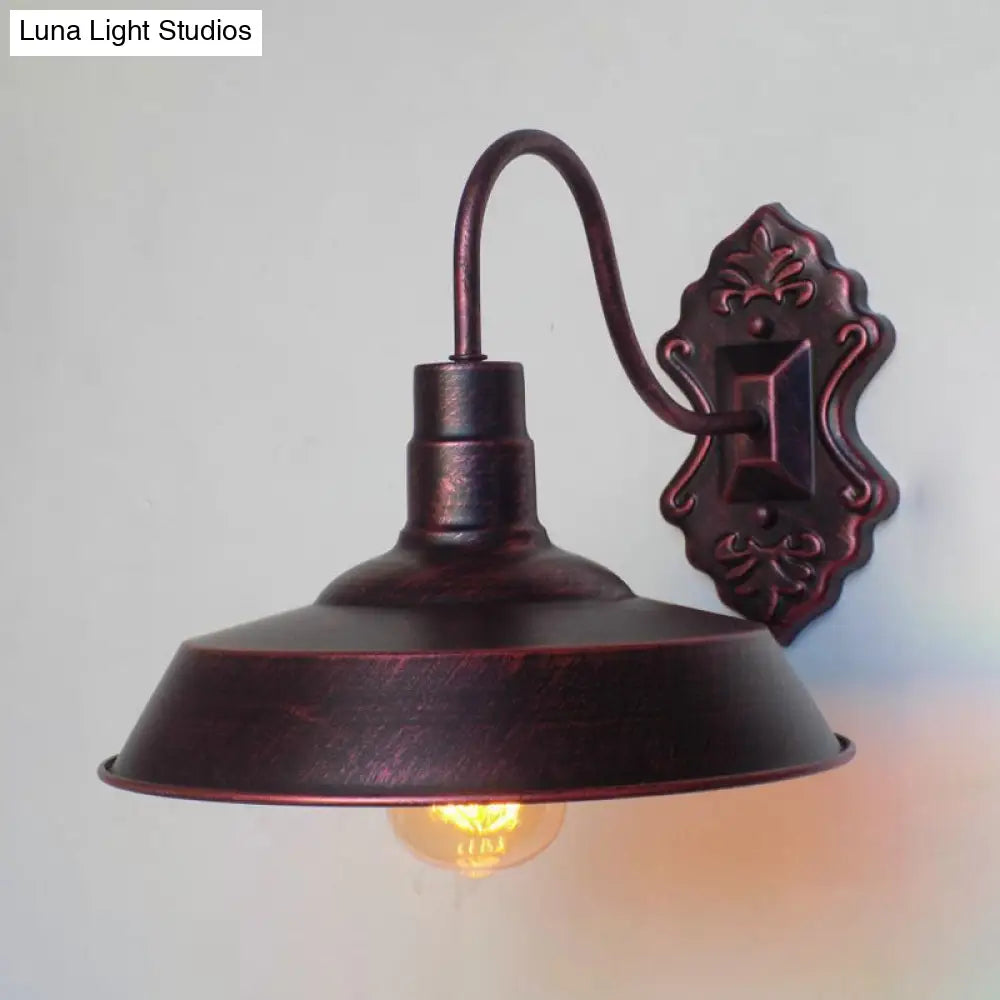 Antique Style Copper/Rust Wrought Iron Barn Wall Mount Sconce Light For Balcony