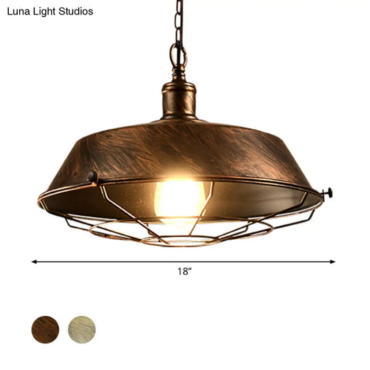 Antique Style Iron Barn Hanging Light With Wire Guard - Choice Of 10/14/18 Dia 1 Head Pendant