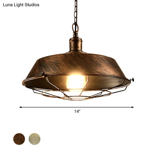 Antique Style Iron Barn Hanging Light With Wire Guard - Choice Of 10/14/18 Dia 1 Head Pendant