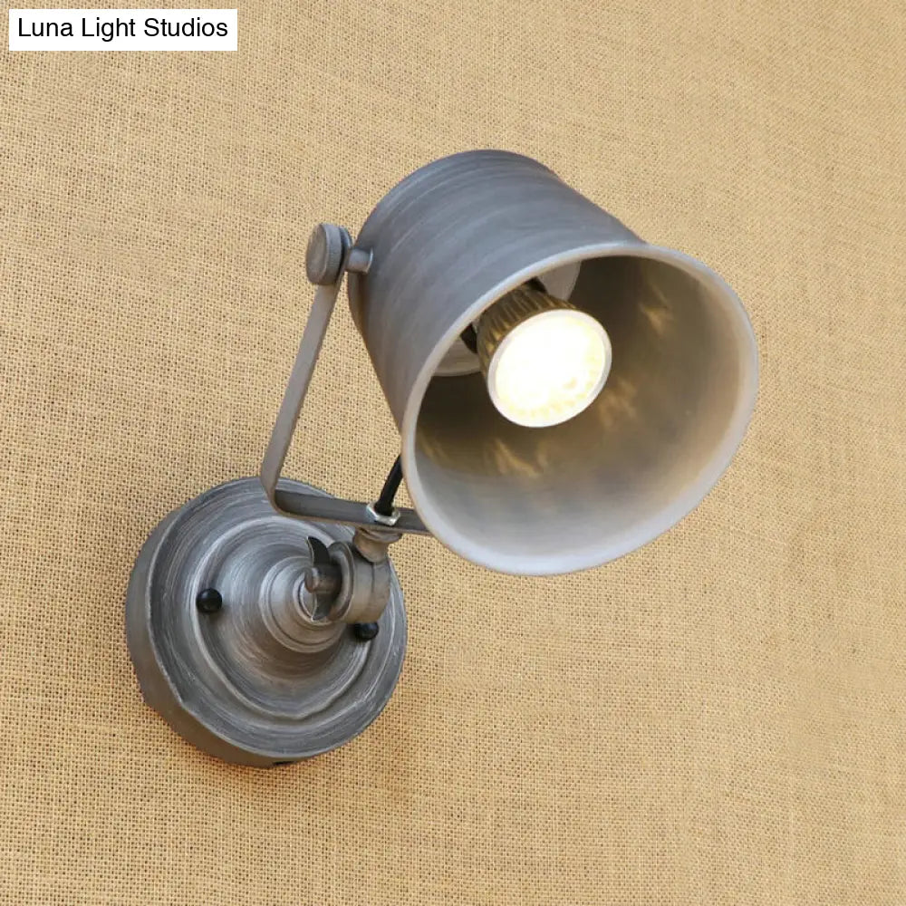 Antique Style Iron Wall Sconce - Outdoor Mounted Lamp Adjustable Black/Grey