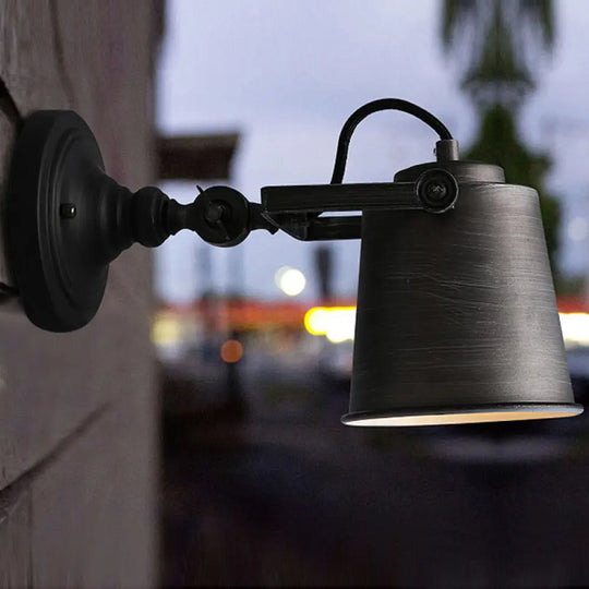 Antique Style Iron Wall Sconce - Outdoor Mounted Lamp Adjustable Black/Grey Bronze