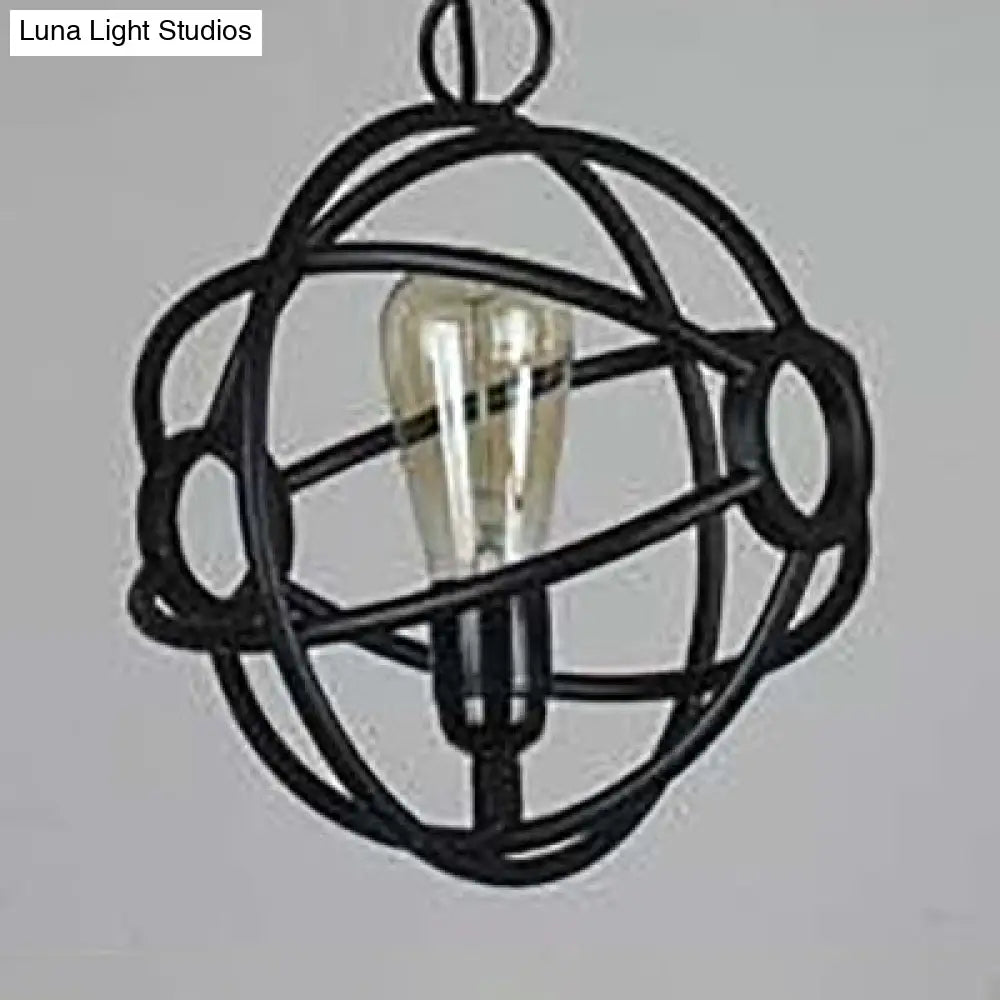 Antique Style Orbit Pendant Lighting Fixture - Black/Dark Rust Iron Dining Table Hanging Lamp