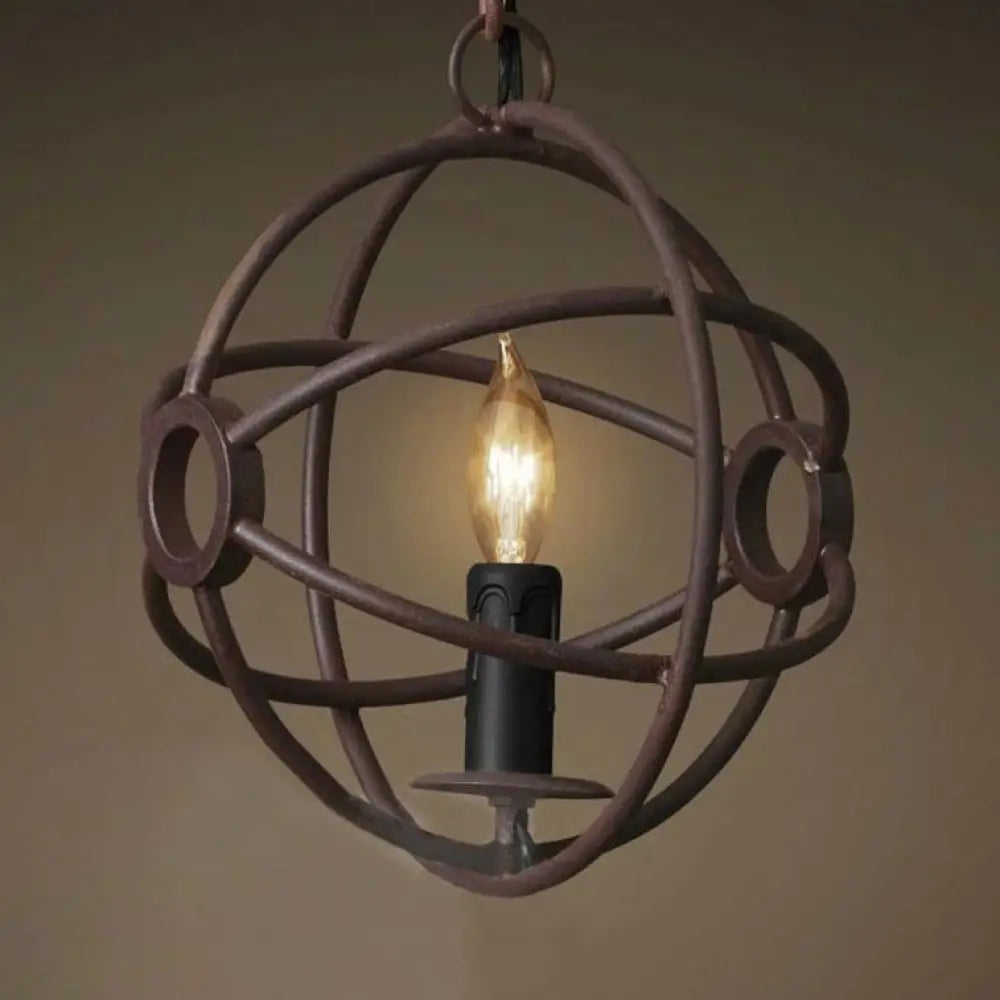 Antique Style Orbit Pendant Lighting Fixture - Black/Dark Rust Iron Dining Table Hanging Lamp