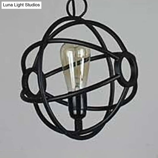 Antique Style Orbit Pendant Lamp For Dining Table - Black/Dark Rust Iron Light Fixture