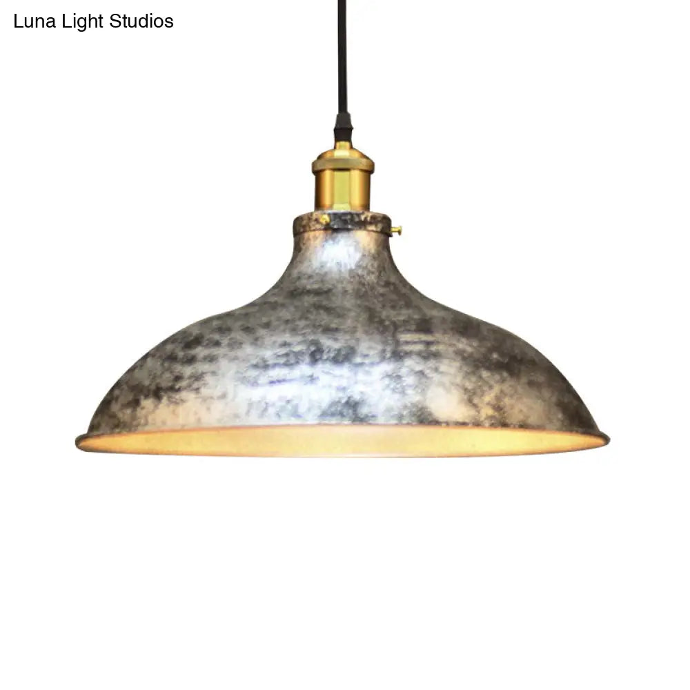 Antique Style Pendant Ceiling Light - Brass/Aged Silver Adjustable Cord