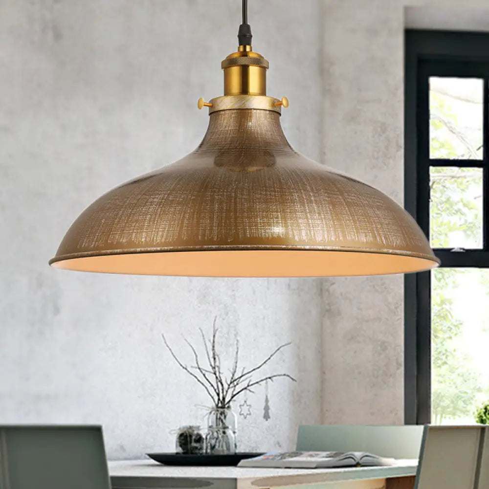 Antique Style Pendant Ceiling Light - Brass/Aged Silver Adjustable Cord Brass