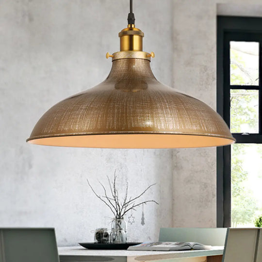 Antique Style Pendant Ceiling Light - Brass/Aged Silver Adjustable Cord Brass