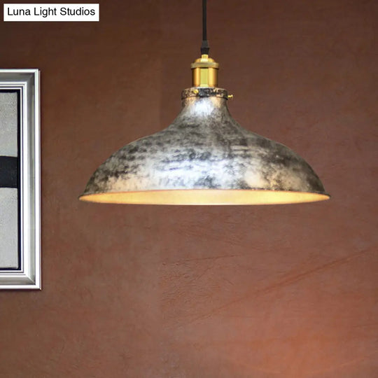 Antique Style Pendant Ceiling Light - Brass/Aged Silver Adjustable Cord