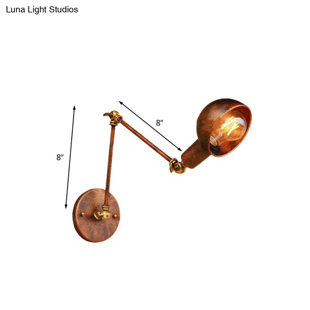 Antique Style Rust Domed Wall Light With Swing Arm - Ideal For Reading And Living Room Décor