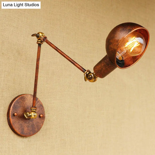 Antique Style Rust Domed Wall Light With Swing Arm - Ideal For Reading And Living Room Décor