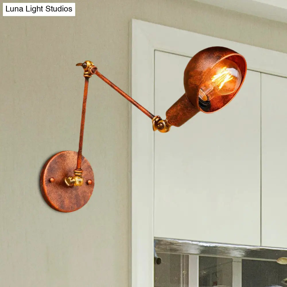 Antique Style Rust Domed Wall Light With Swing Arm - Ideal For Reading And Living Room Décor