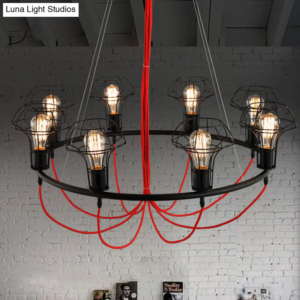 Vintage-Inspired Vase Cage Pendant Light With 8-Light Metallic Hanging Fixture - Ideal For