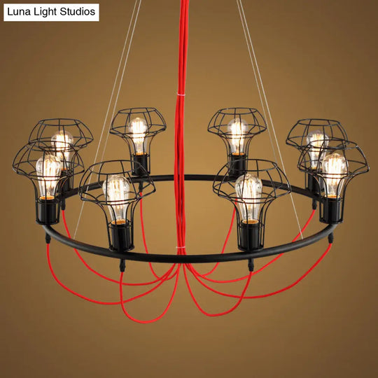 Vintage-Inspired Vase Cage Pendant Light With 8-Light Metallic Hanging Fixture - Ideal For