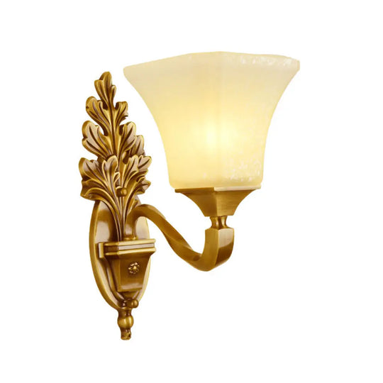 Antique Style Wall Sconce - Milk Glass With Gold Finish Pagoda Shape Perfect For Corridor Lighting 1