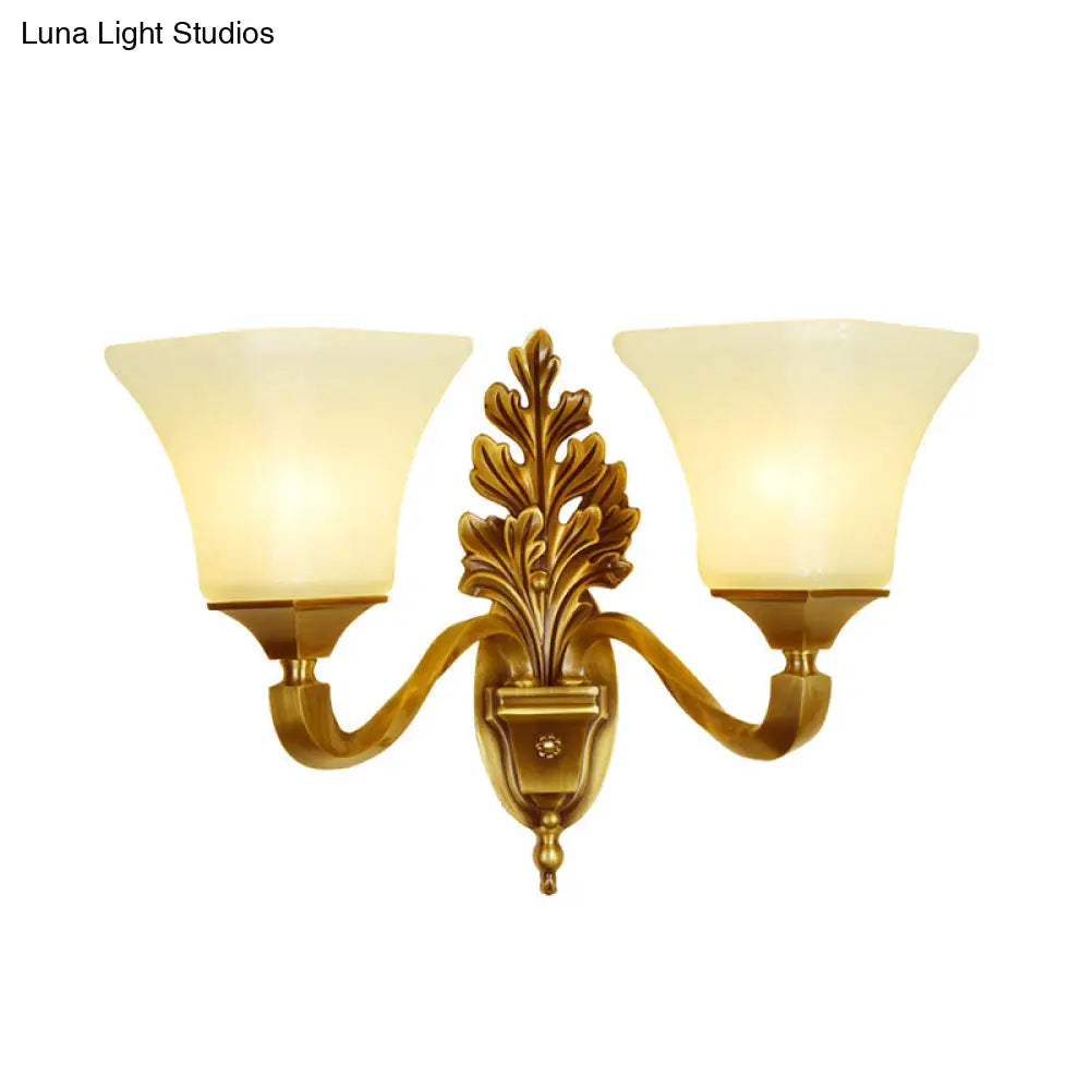 Antique Style Wall Sconce - Milk Glass With Gold Finish Pagoda Shape Perfect For Corridor Lighting