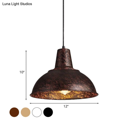Antique Stylish Domed Suspension Light With Metallic Ceiling Pendant - Black/White