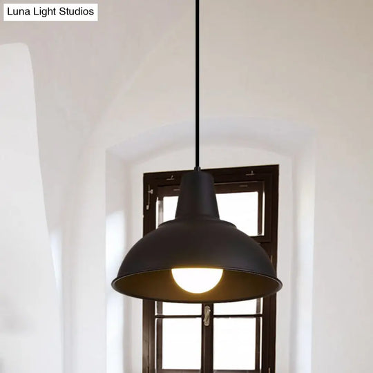 Antique Stylish Domed Suspension Light With Metallic Ceiling Pendant - Black/White
