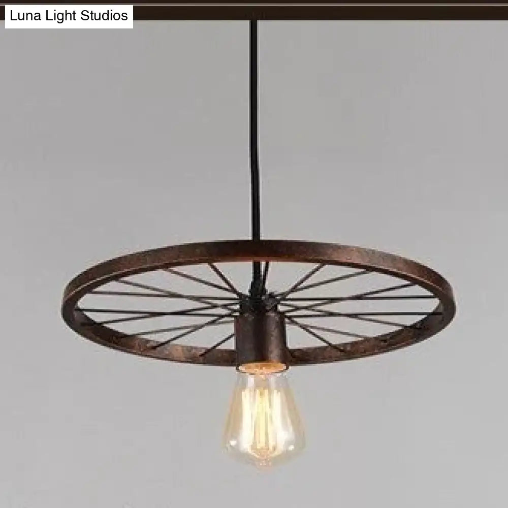 Antique Wheel Chandelier Creative Personality Retro Restaurant Bar Wrought Iron Pendant