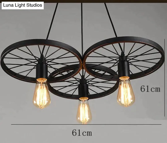 Antique Wheel Chandelier Creative Personality Retro Restaurant Bar Wrought Iron Pendant