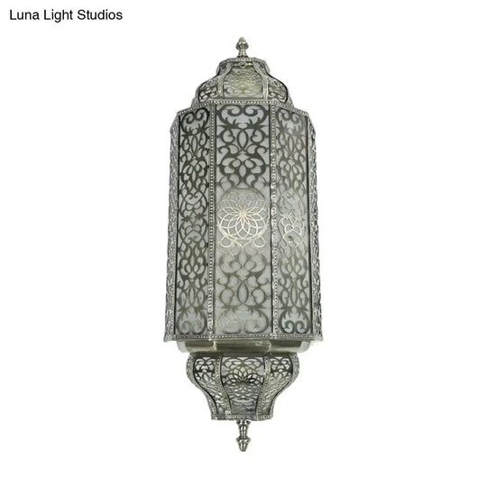 Antiqued 4-Head White Glass Sconce: Restaurant Wall Flush Mount Light