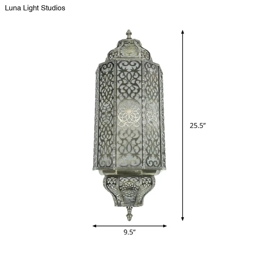 Antiqued 4-Head White Glass Sconce: Restaurant Wall Flush Mount Light