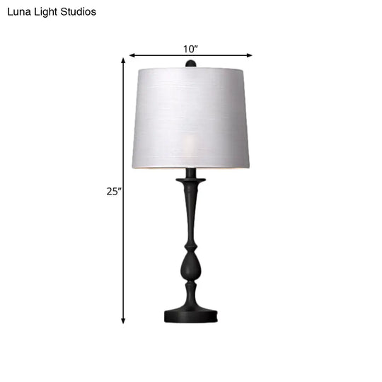 Antiqued Barrel Night Lamp With 1-Light For Bedroom Table In Elegant Black/Silver/Gold