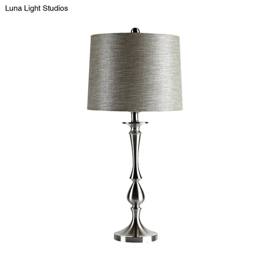 Antiqued Barrel Night Lamp With 1-Light For Bedroom Table In Elegant Black/Silver/Gold