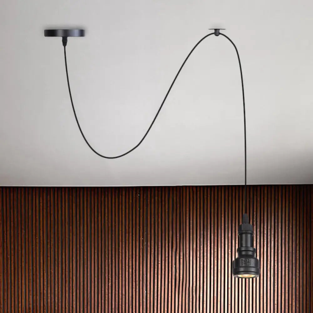 Antiqued Black Metal Water Pipe Pendant Lamp For Foyer - Head Design / B