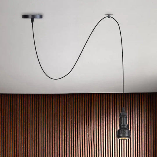 Antiqued Black Metal Water Pipe Pendant Lamp For Foyer - Head Design / B