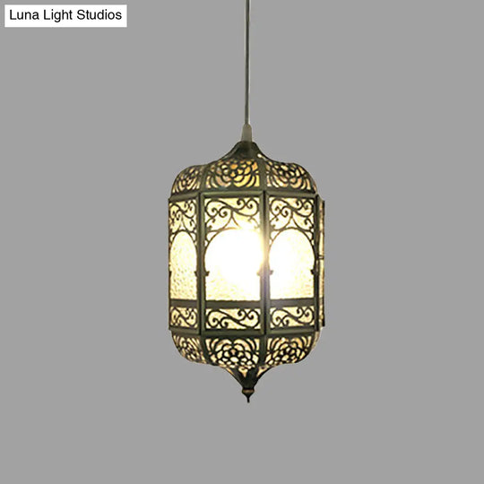 Antiqued Brass Barrel Pendant Light With 1 Bulb - Stylish Ceiling Fixture For Corridor