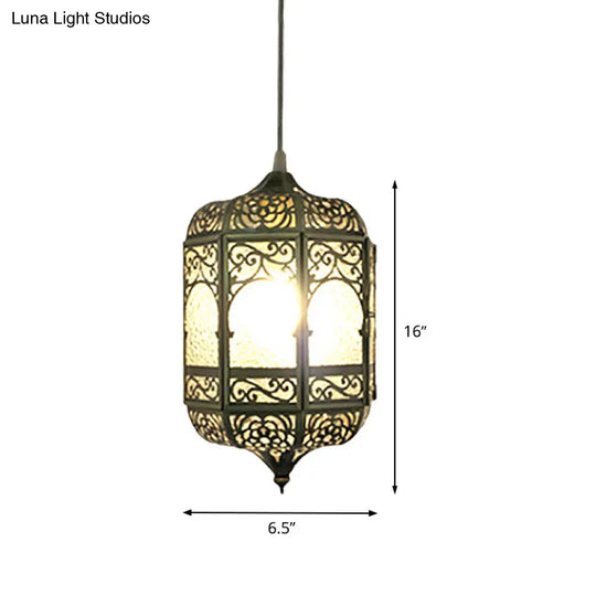 Antiqued Brass Barrel Pendant Light With 1 Bulb - Stylish Ceiling Fixture For Corridor