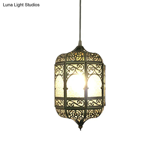 Antiqued Brass Barrel Pendant Light With 1 Bulb - Stylish Ceiling Fixture For Corridor