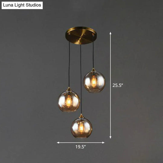 Antiqued Brass Globe Pendant Lamp With Postmodern Design And Glass Shades