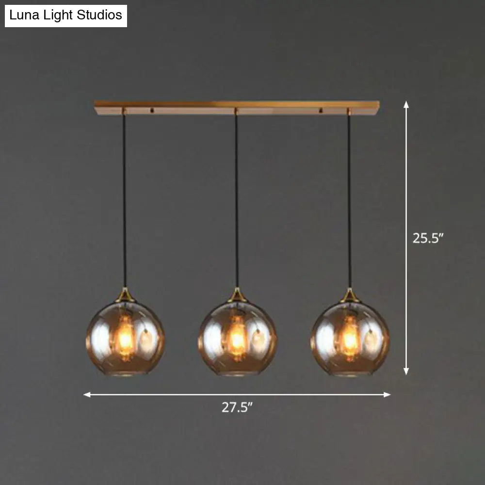 Antiqued Brass Globe Pendant Lamp With Postmodern Design And Glass Shades