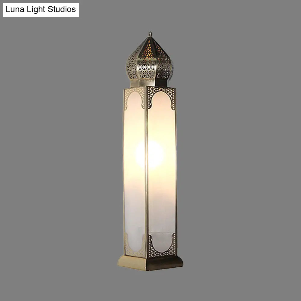 Antiqued Brass Table Lamp With White Glass Shade Perfect For Living Room Desk Or Nightstand